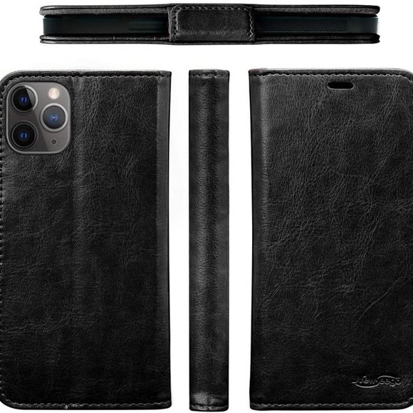 Newseego Leather Case Compatible with iPhone 12/iPhone 12 Pro Black - Picture 1 of 14